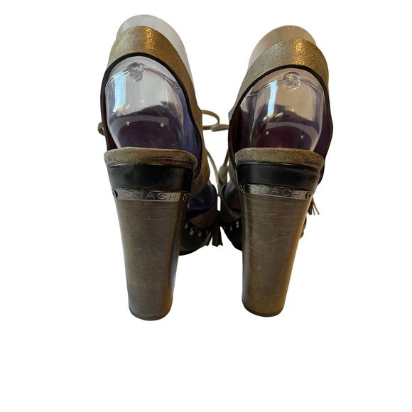 Coach Poppy Collection Women's Rena Shoes Gunmetal Heel 9.5B Leather Upper Tasse - Picture 7 of 7